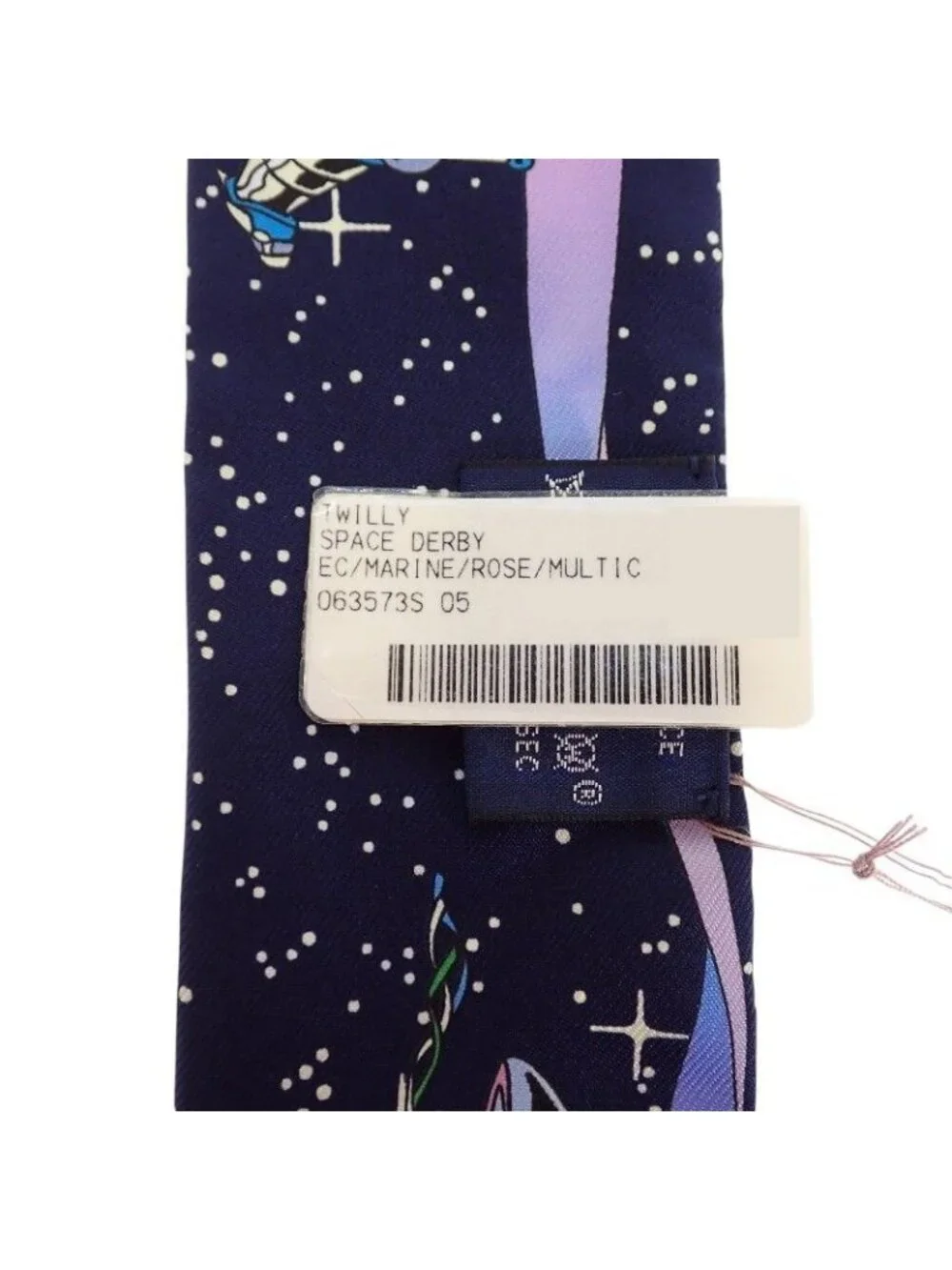 Hermes Twilly Space Scarf Silk Navy Marine Rose